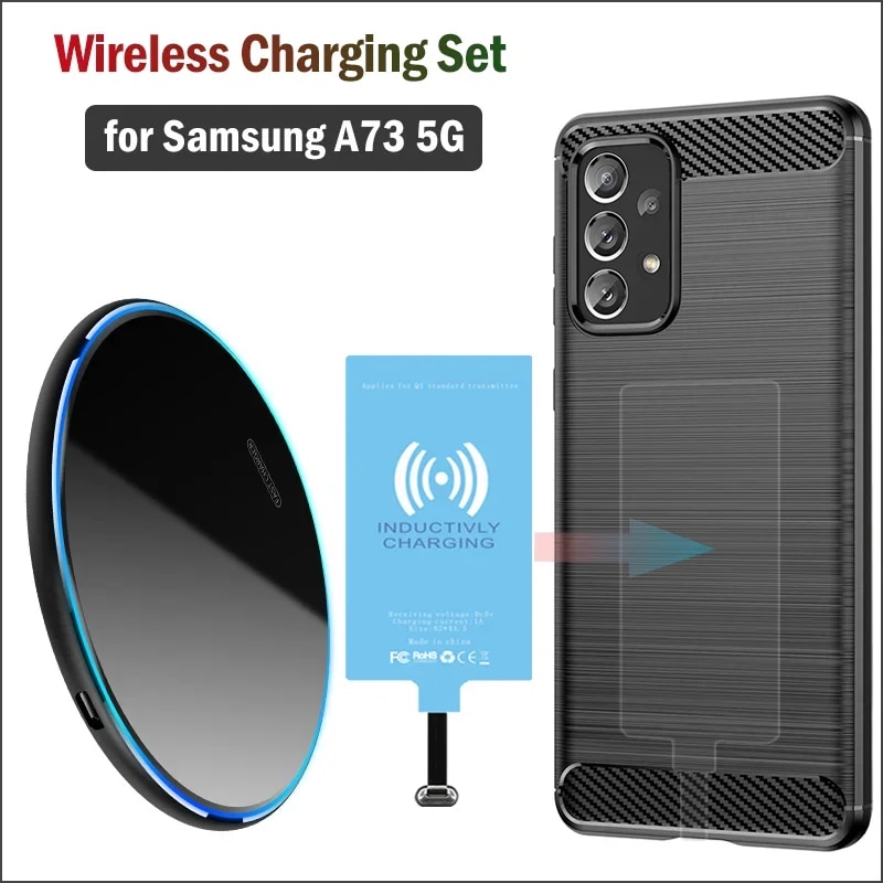 Qi Wireless Charger+Charging Receiver+Case for Samsung Galaxy A73 5G A736 Enjoy Wireless Charging (Install USB Type-C Adapter)