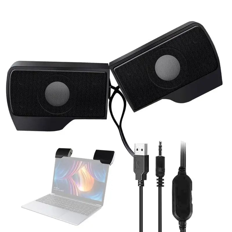 Computer Speakers External Clip On Computer Speakers USB Powered Wired Multimedia Mini Soundbar For PC Computer Laptop Speakers