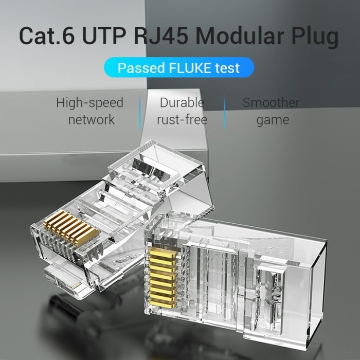 VENTION IDDR0-50 Cat.6 UTP RJ45 Connector Modular Plug - Transparent - 50 Pack