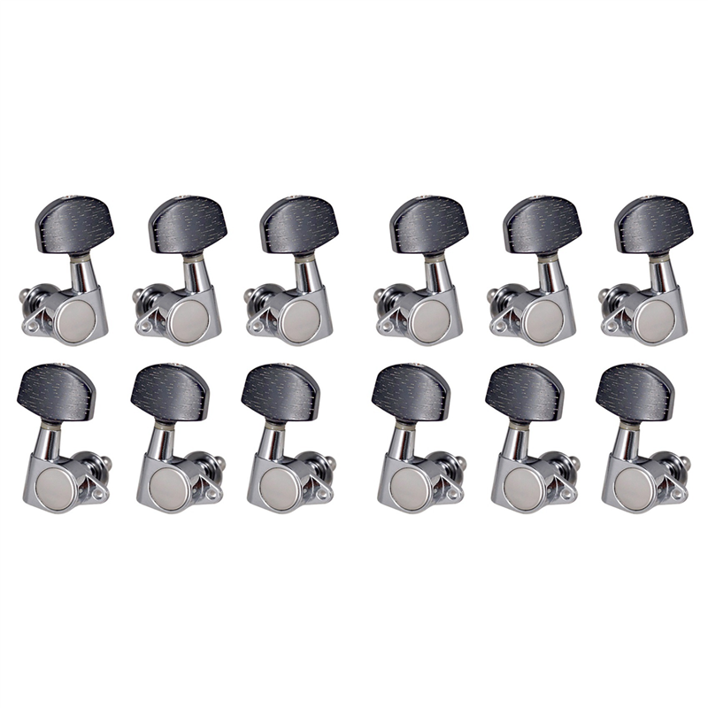 6L6R Closed Guitar String Tuning Pegs Tuner Machine Heads Knobs Tuning Keys for Acoustic or Electric Guitar,12 Pack