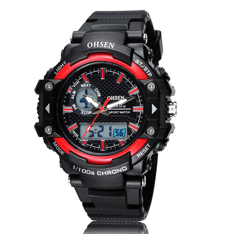 genuine goods OHSEN OSAN Dual Movement Digital Display Electronic Men's Student Sports Quartz Watch A. 