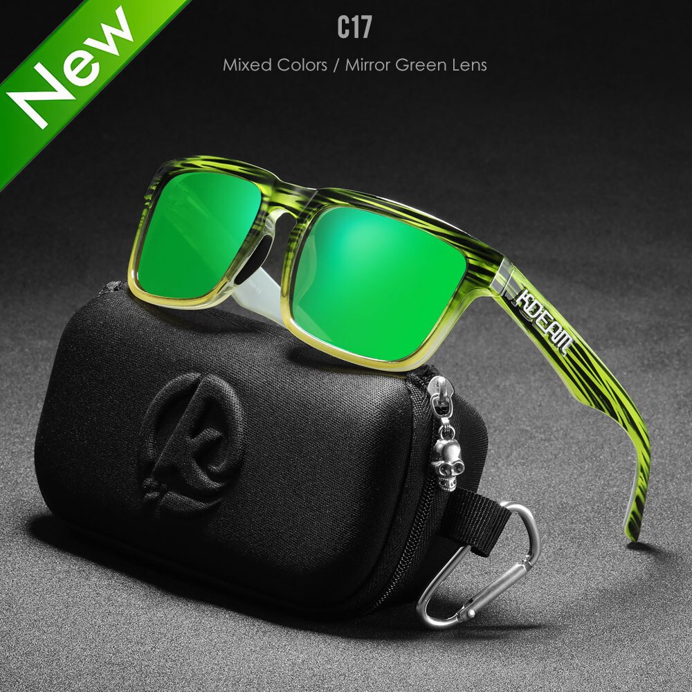 2022 New KDEAM Ken Block Polarized Sun Glasses Men Square Sunglasses Reflective Coating Mirrored Lens UV400 Brand With Case. 