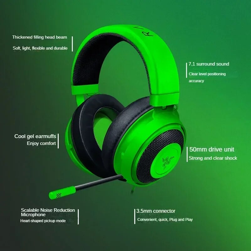 Razer KRAKEN PRO V2 Headset Computer Game Music Wired Headphones with Microphone for PC MAC PS4 Switch E-sports Earphones. 
