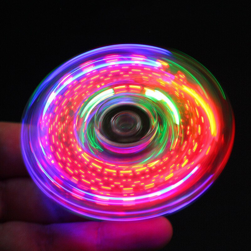 Creative LED Light Luminous Fidget Spinner Transparent Pattern Changes Hand Spinner Golw in the Dark Stress Relief Toys For Kids