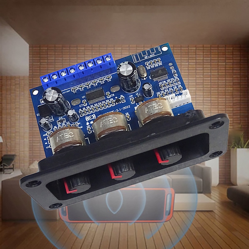 2.1 Channel Digital Power Amplifier Board 2X25W+50W Bluetooth 5.0 Subwoofer Class D Audio Amplifier Board DC 12-20V. 