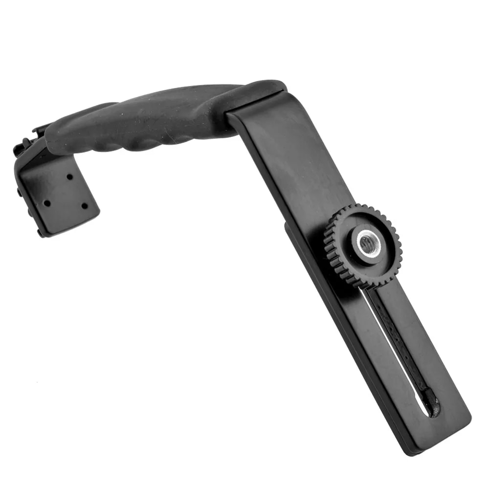 Smooth Q 4 Mic Stand L Bracket Camera Handle Grip for Zhiyun Smooth 4 DJI Osmo LED Light Rode Videomicro with 2 Hot Shoe Mounts. 