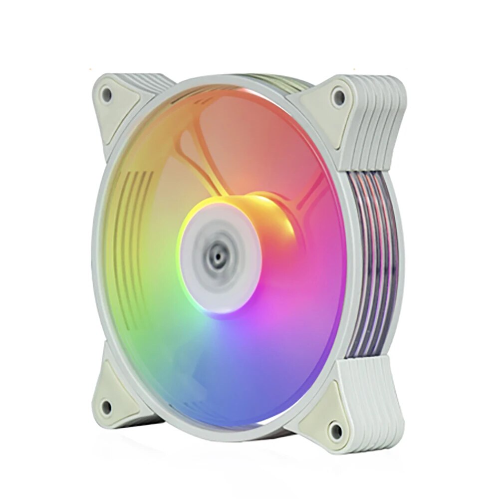Aigo AR12 White 120mm Cooling Fan RGB 3pin 5v aura sync 12cm pc computer Cooler argb Silent Case Fan with Controller. 