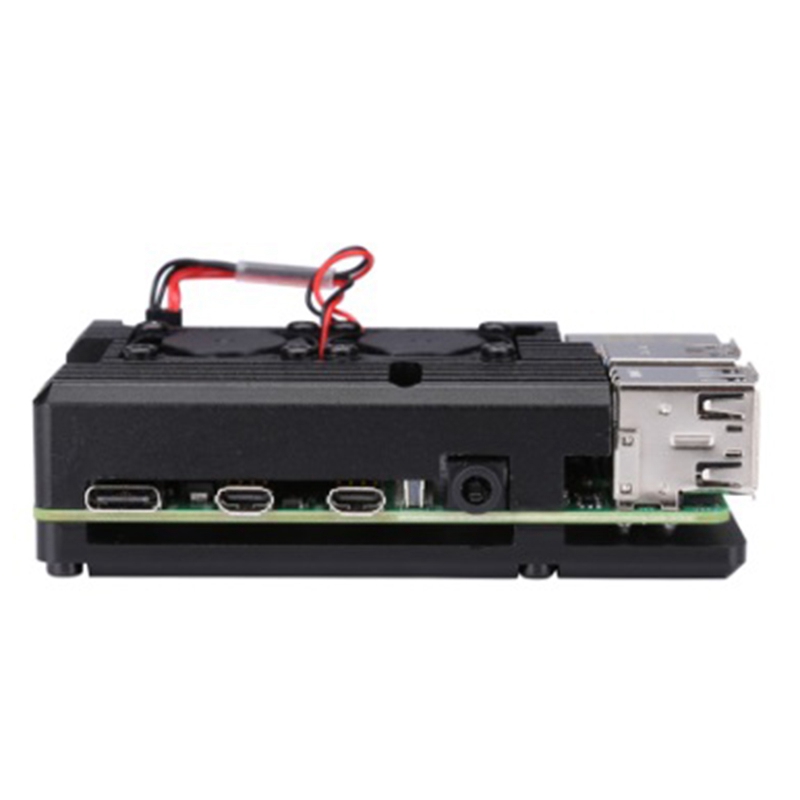 for Raspberry Pi 4 Aluminum Case with Dual Cooling Fan Metal Shell Black Enclosure for Raspberry Pi 4 Model B. 