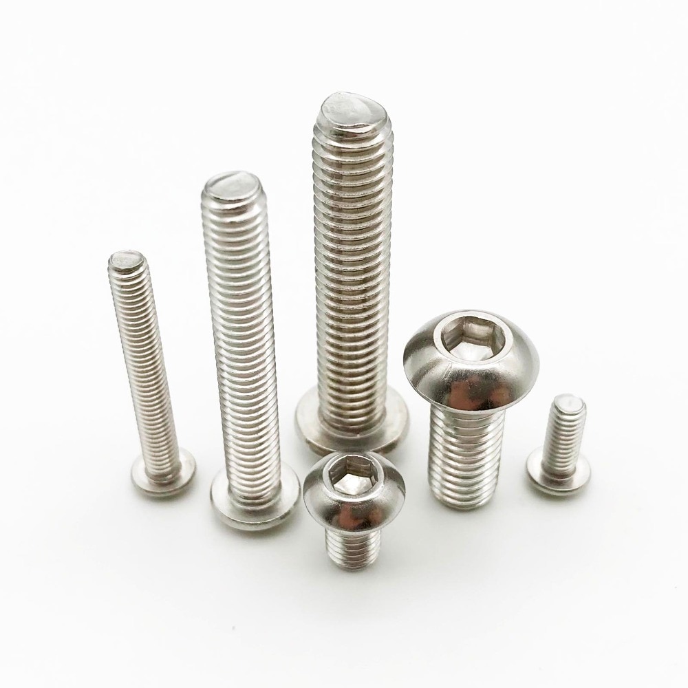 10/50pcs M1.6 M2 M2.5 M3 M4 M5 M6 M8 304 A2-70 Stainless Steel ISO7380 Hexagon Hex Socket Head on Allen Bolt Screw L=2-100mm-100mm. 