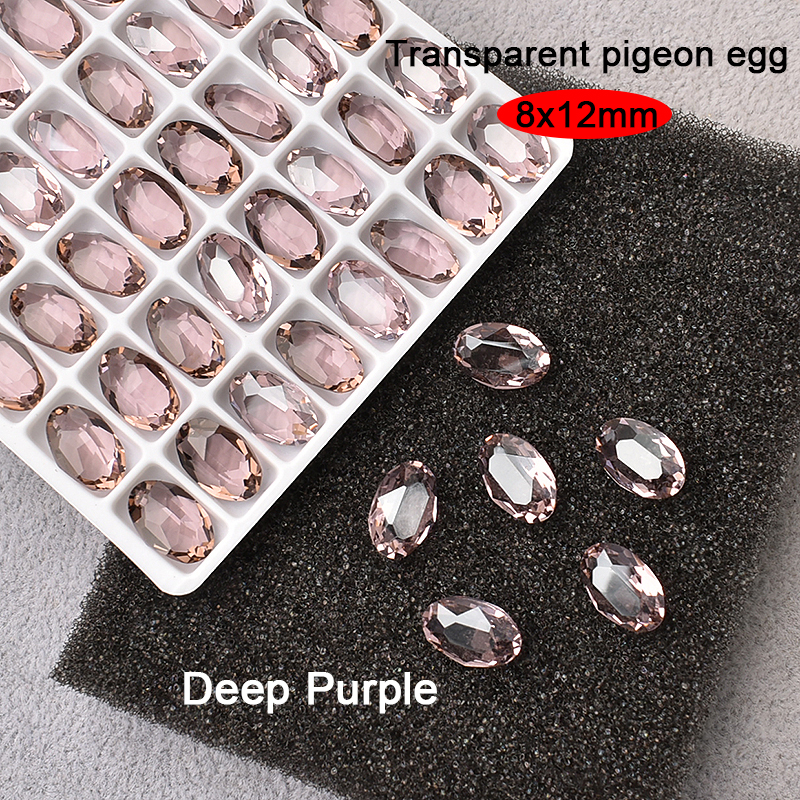 Oval Pointed Bottom Transparent Pigeon Egg Nail Art Rhinestone K9 Glass 3D Manicure DIY Decoration 8x12mm