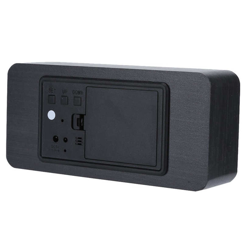 Rectangular Clock LED Wooden Alarm Electronic Voice Control Temperature Date Table Digital Clocks Black Wood White Lamp