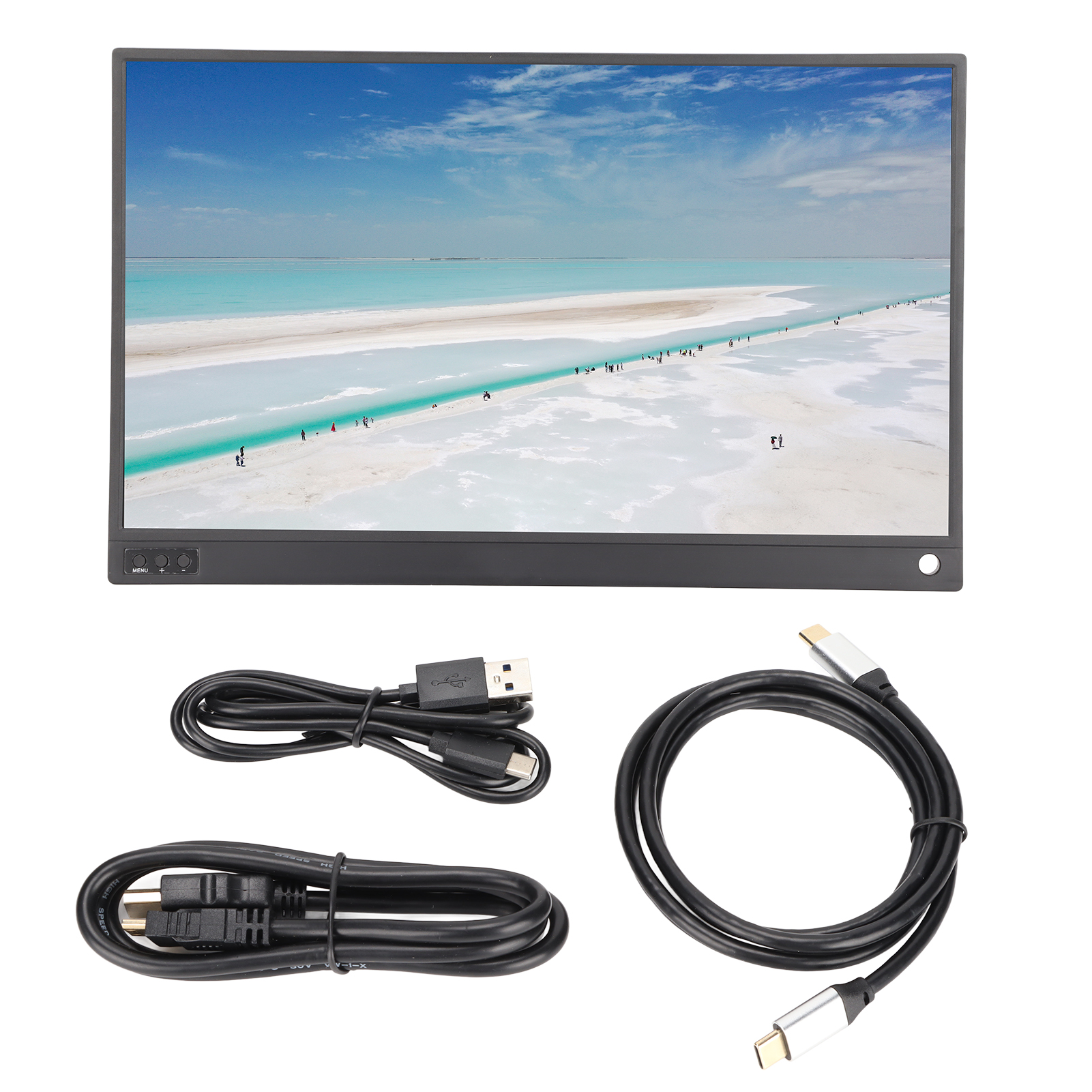 Monitor 15.6in HD 1080P 3 In 1 Display Built In Speakers USB C External Monitor. 