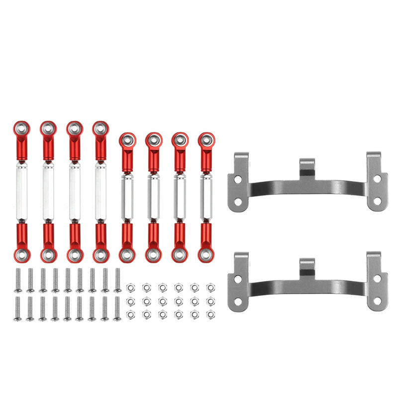 Upgrade Metal Pull Rod Link Rod Base Bracket WPL B1 B14 B24 C14 C24 1/16 RC Car Spare Parts Accessories,Red - Red. 
