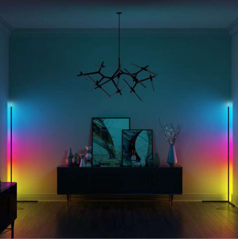 RGB corner floor fantasy LED atmosphere right angle line dimming decorative light, three color small night light. 