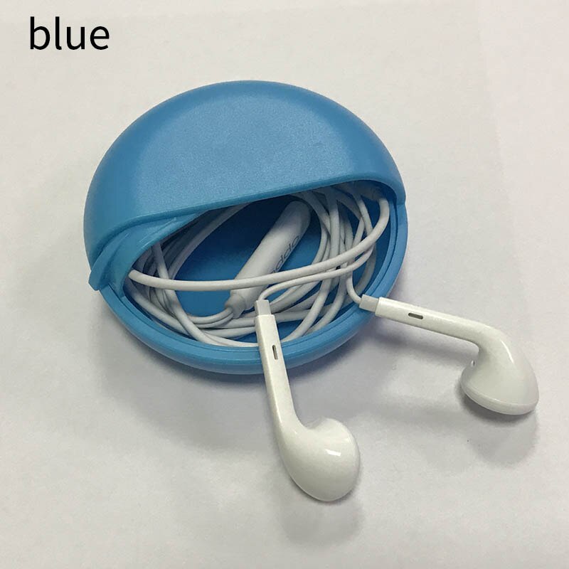 Plastic Earphone Organizer Cute Cartoon Headphone Container Rotating Cover Round Earphone Wire Box Data Line Cables Storage Case. 