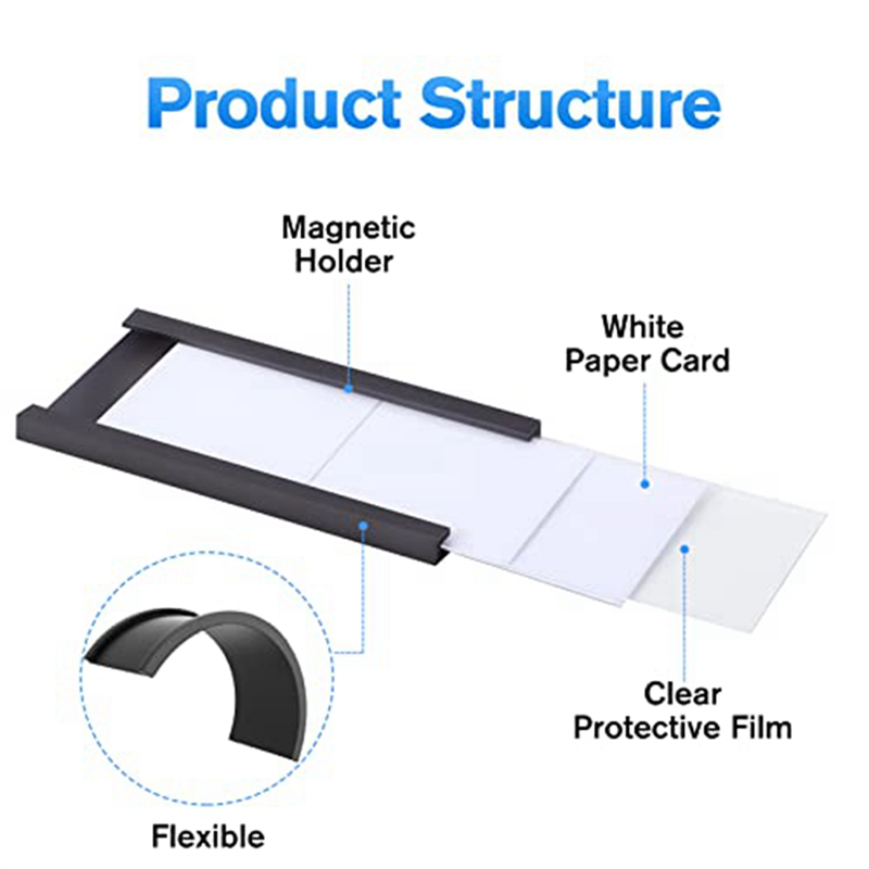 30 Pack C Channel Magnetic Label Holders Black Label Holder 1 X 3 in with Magnets Magnetic Name Tags Tool Box Labels for Metal Whiteboard. 