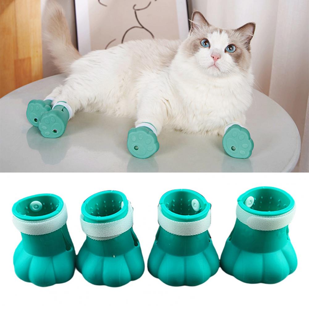 Useful Cat Shoes Anti-Shedding Open Design Pet Cat Kitten Paw Nail Boot Breathable Cat Foot For Home