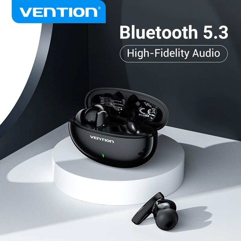 Vention Bluetooth 5.3 Earphone Wireless Earbuds Headset Smart Noise Canceling Sport Gaming Sweatproof Built-In Microphone Touch. 