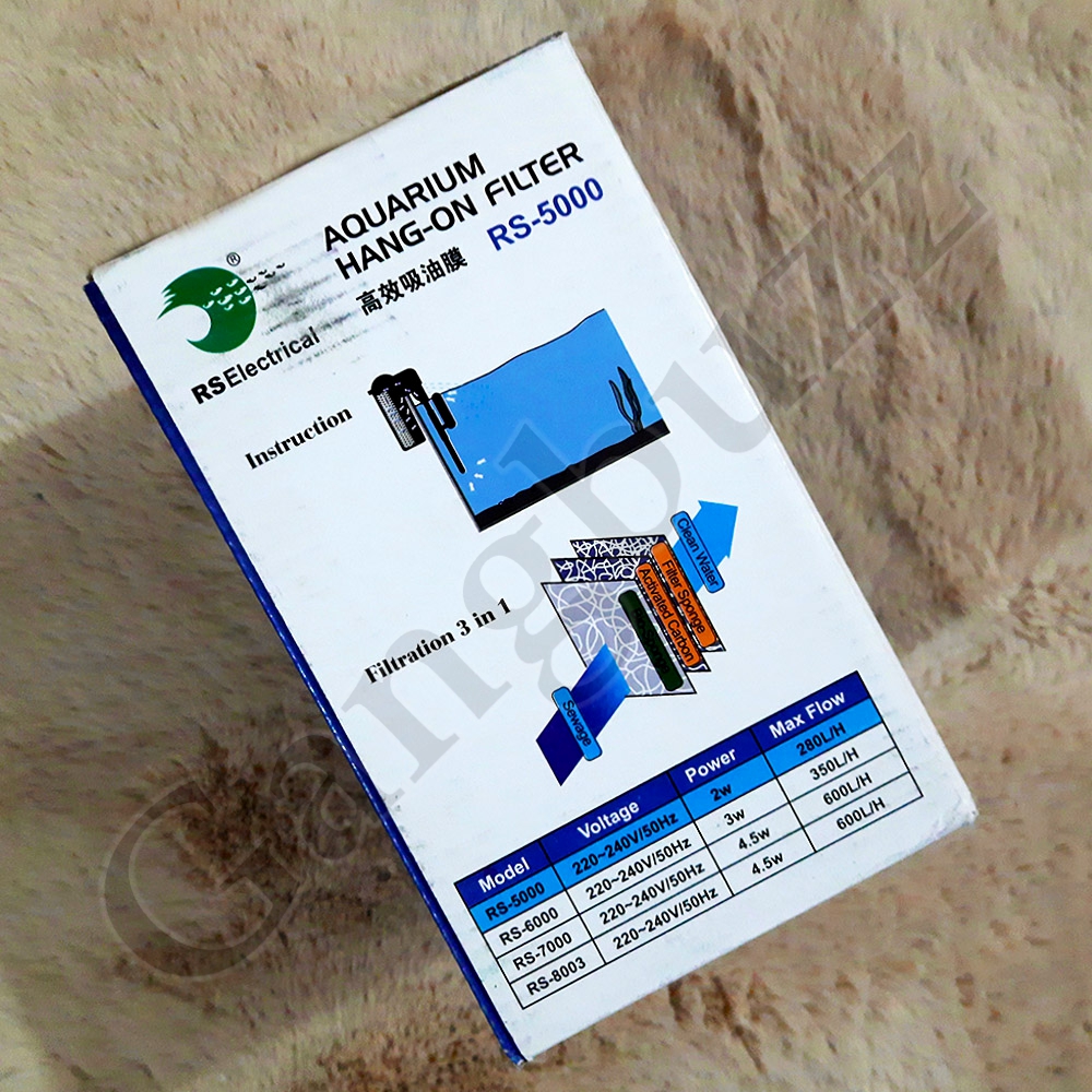 Aquarium Hang-On-Back/Hob Filter – RS-5000 - High-Quality Waterfall Style Bio Filter for Both Mechanical and Biological Filtration For Freshwater & Marine Water Tank.. 