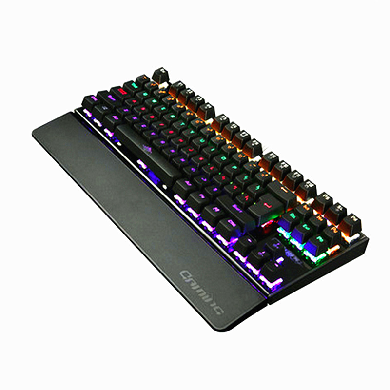 87 keys e-sports gaming luminous keyboard USB wired blue axis Internet café gaming keyboard K28 mechanical keyboard. 