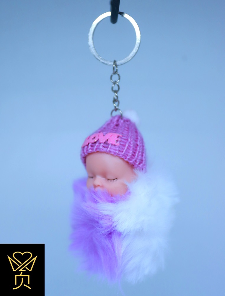 Sleeping Baby Doll Keychain Bag Key Colour full Rings Car Key Pendant Cartoon Pendant Ornaments Gifts - 1 psc -  Key Ring -  As Same As Picture. 