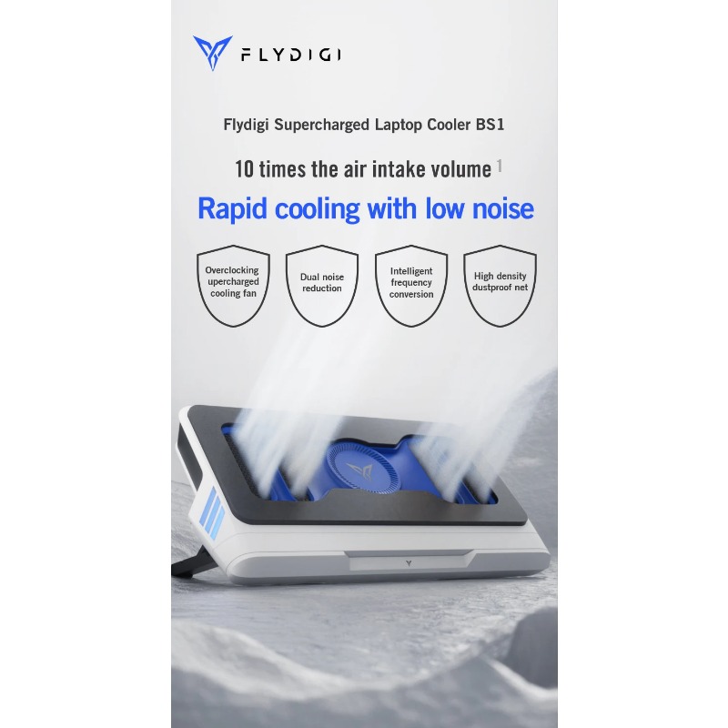 Flydigi BS1 Laptop Cooler Overclocking Pressure Air Dual Noise Reduction Intelligent Variable Frequency Computer Bracket NEW. 