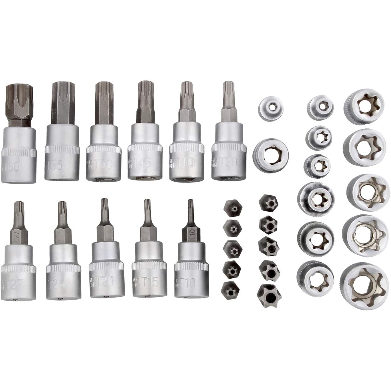 34Pcs Torx Socket Set Triple Square Socket Set Torx Bit Socket Set Star Bit Set Male Female Set. 