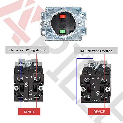 Push Button Switch 2 PCS  SPST Red (1NO 1NC) Green (1 NO 1NC). 