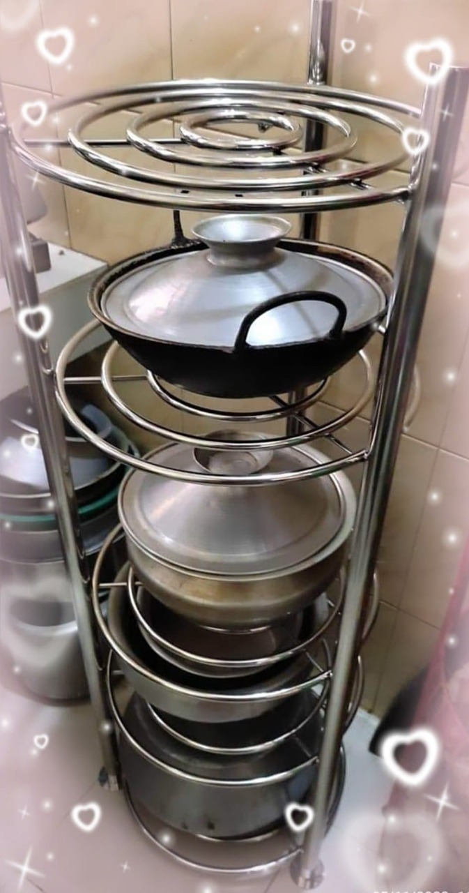 SKB 5 Tiers Saucepan Kitchen Frying Pan Pot Storage Rack Shelf Stand Kitchen Organizer -5 layer.