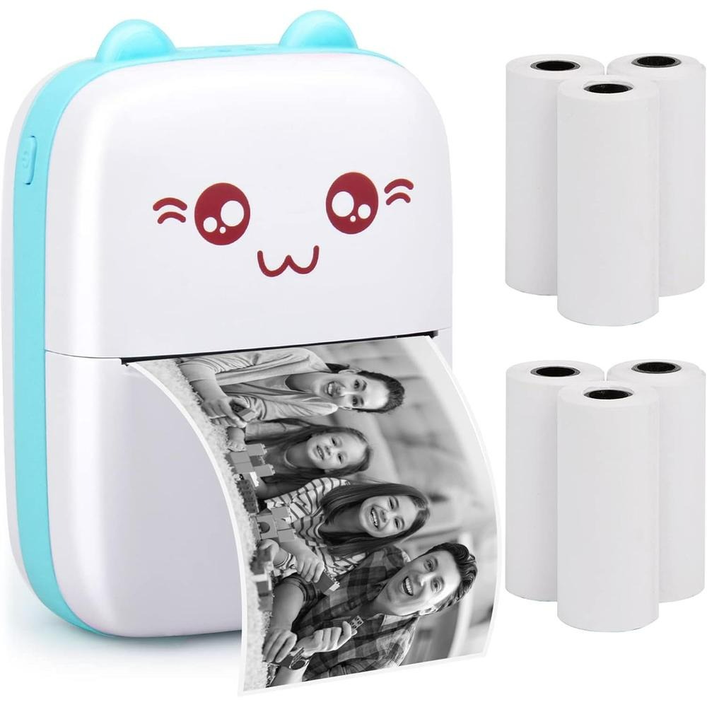 Portable Mini Printer Compatible with iOS & Android Wireless Bluetooth Thermal Printing Great for Printing Text Messages, Labels, Photos, Notes, and Creating Posters Mini Pocket Printer Ideal for Students, Teachers, and Creatives. 