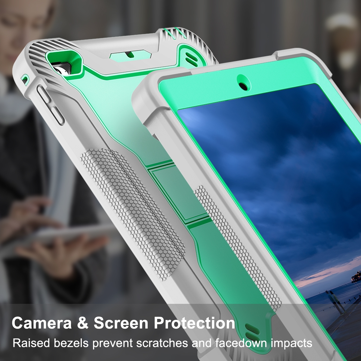 Silicone + PC Shockproof Protective Case with Holder For iPad mini / mini 4. 