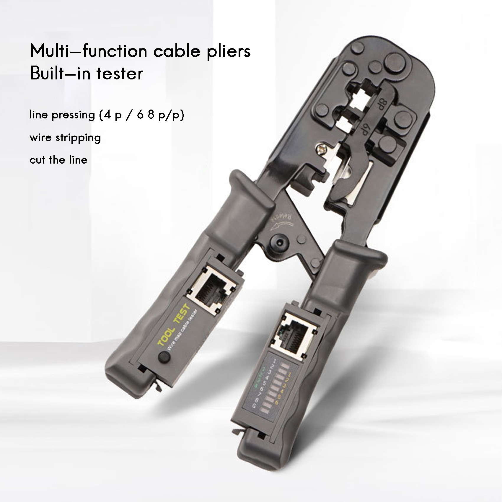 RJ45 Network Cable Crimper Cable Tester Ratchet Tool 8P 6P 4P Tester for RJ45/RJ12/RJ11 Tester Stripper. 