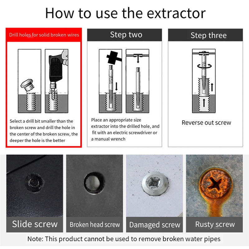 10 Pcs Broken Screw Sliding Wire Extractor Broken Wire Extractor Artifact Tool Set (Gold+Silver). 