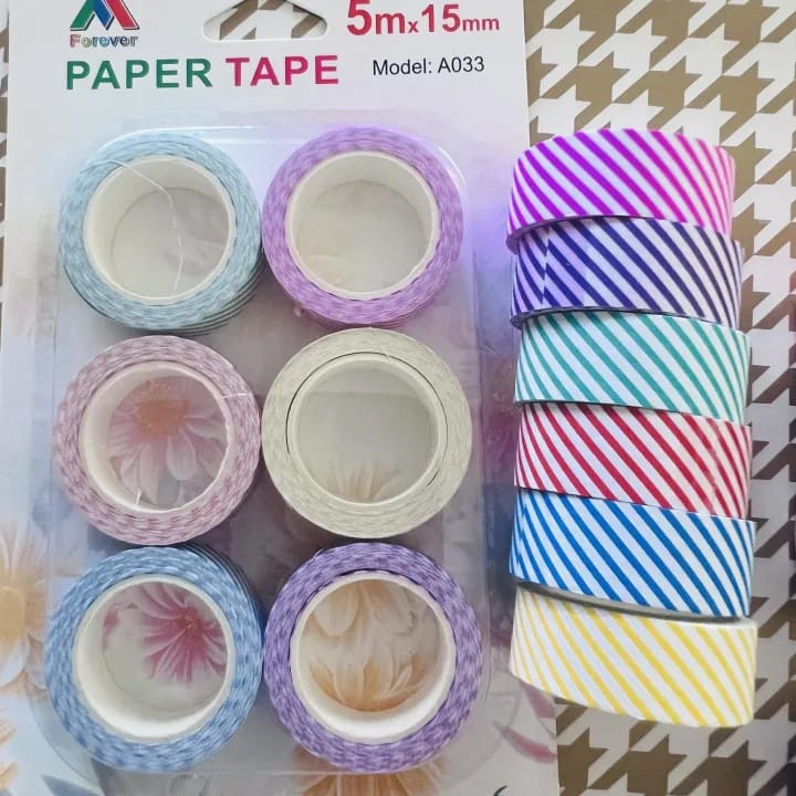 4 Different Design Craft Paper Tape( Pack of 6). 