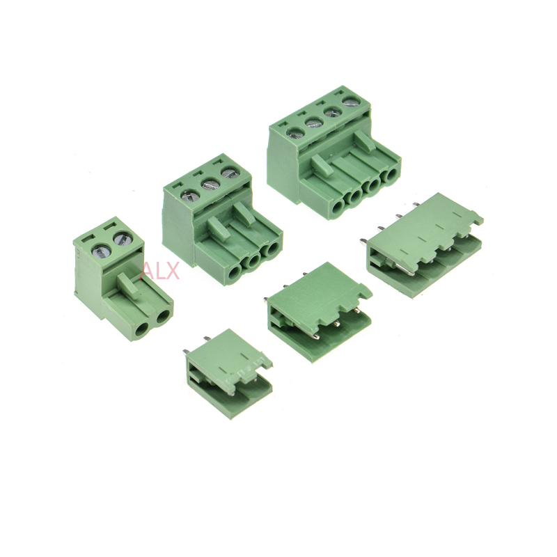 10SETS 2EDG 2/3/4/5/6/7/8/9 pin screw terminal block connectol r 5.08MM pitch PLUG + Straight PIN HEADER SOCKET for 2p 3p 4p