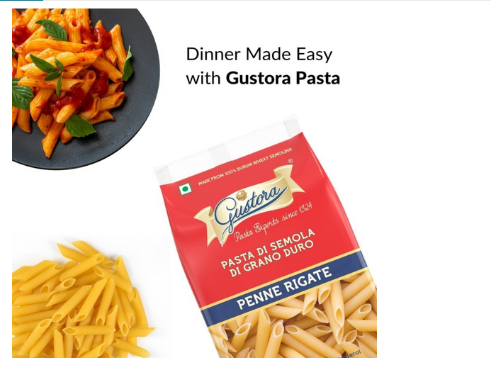 GUSTORA Penne Rigate Pasta, 500g