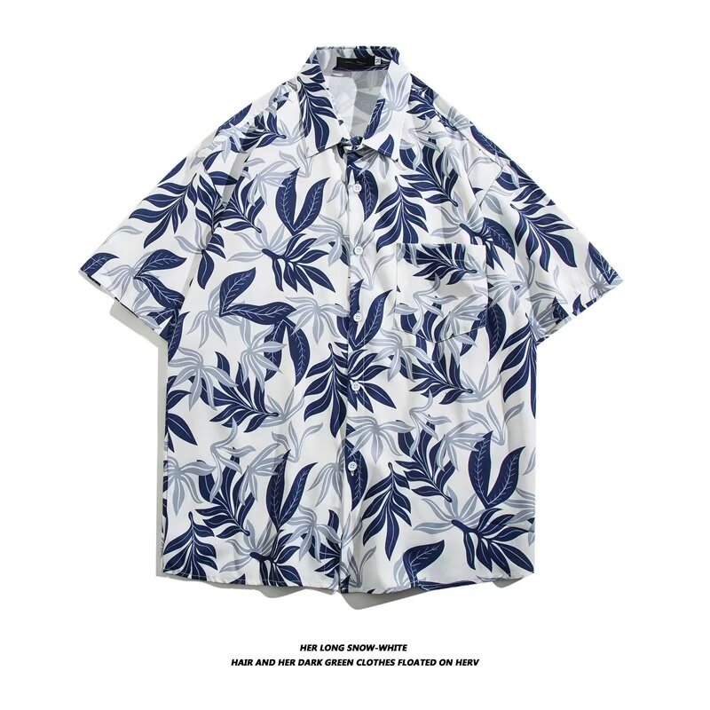 Summer foreign trade Hawaiian style floral all-over print short sleeve floral shirt men's loose couple casual beach shirt jacket