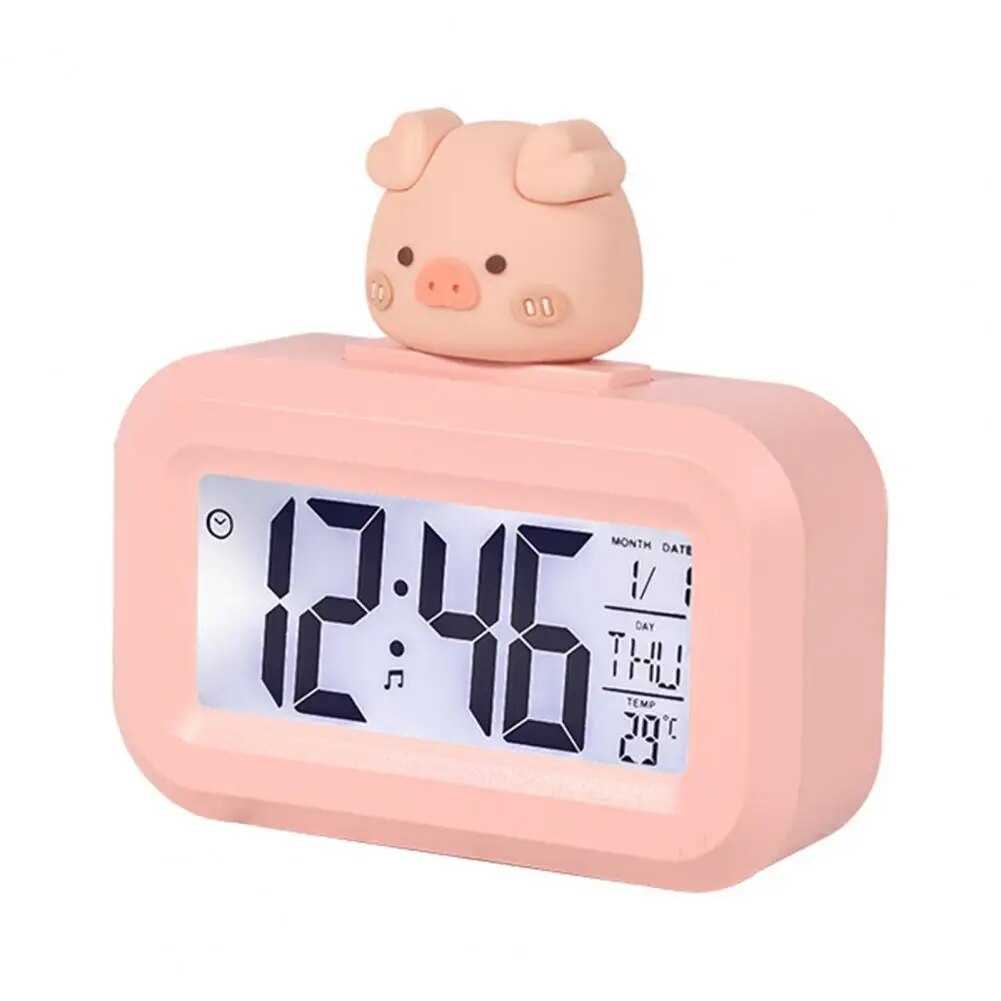LED Digital Alarm Clock Cute Cartoon Shape Desk Clock Piggy Shape Alarm Clock for Students Bedroom Home Table Decoration. 