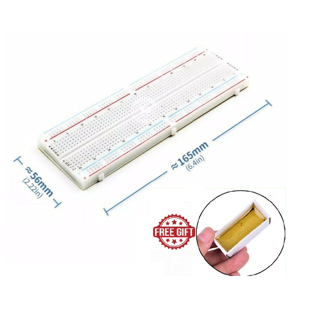 MB102 Prototype Breadboard 16.5X5.5 CM 830 Holes Solderless Universal Prototype for Test Develop DIY for arduino Uno R3 ATmega 328P. 