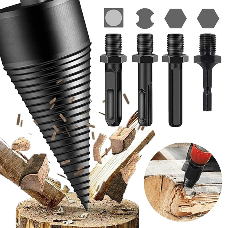 1Set Easysplit Drill Bit Easy Split Drill Bit Wood Log Drill Bit Steel Firewood Splitter (32/42mm). 