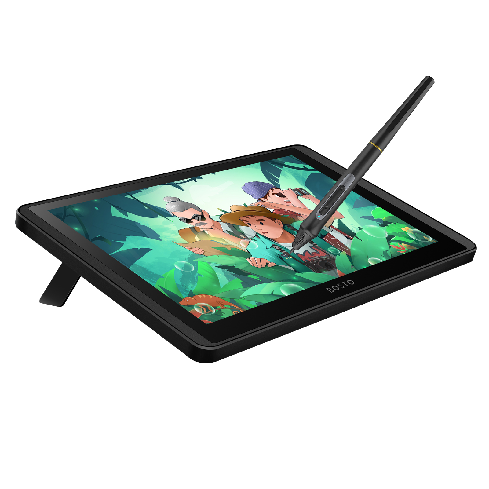BOSTO 12HD-A H-IPS LCD Graphics Drawing Tablet Monitor 11.6 Inch Size 1366x768 Display 8192 Pressure Level Passive Technology with Tilt Function Support Windows MacOS USB-Powered Low Consumption Drawing Tablet with Interactive Stylus Pen. 