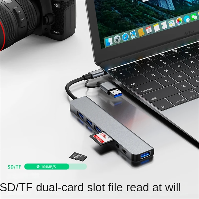 8-IN-2 USB HUB 3.0 USB-C HUB Docking Station Gbps High Speed Transmission USB Splitter Type C to USB OTG Adapter For Macbook Pro. 
