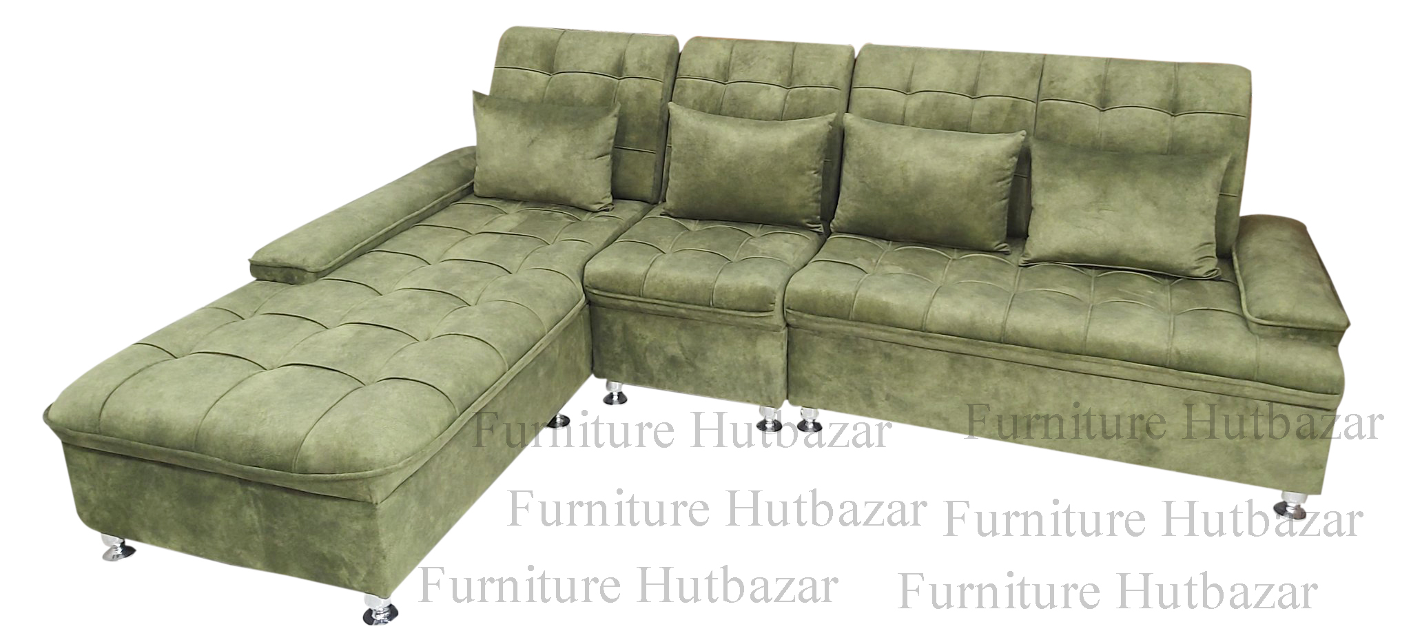 S-12998 - L Shape Sofa Set 5Pcs SS steel paya solid foam Super Quality,5 cushion. 