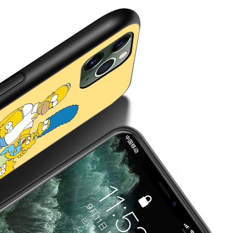The Simpsons For Apple iPhone 15 14 13 12 11 Pro Max Mini XS X XR 7 8 6 Plus 5S Silicone Black Phone Case Coque Capa. 