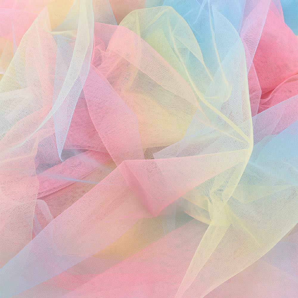 5 Yards 62 Inch Wide Rainbow Mesh Netting Sheer Rainbow Colorful Net Fabric Mesh Netting Ribbon for Skirt Dress Crafts. 