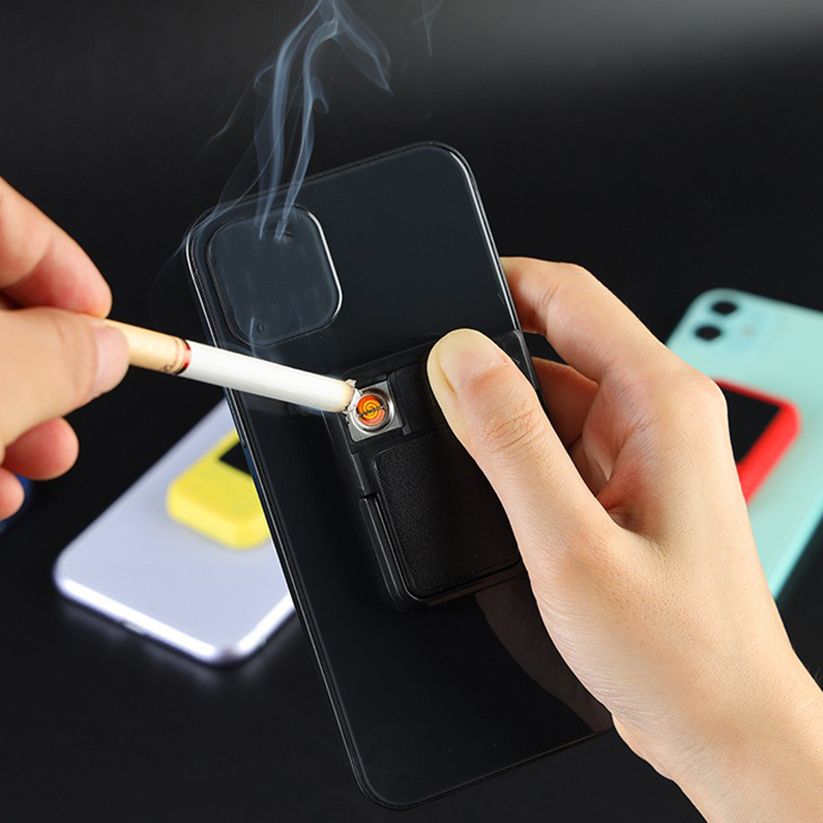 2-in-1 USB Lighter and Phone Holder: Multi-Functional Waterproof and Windproof  Lighter Dual-Purpose Lighter and Phone Stand. 