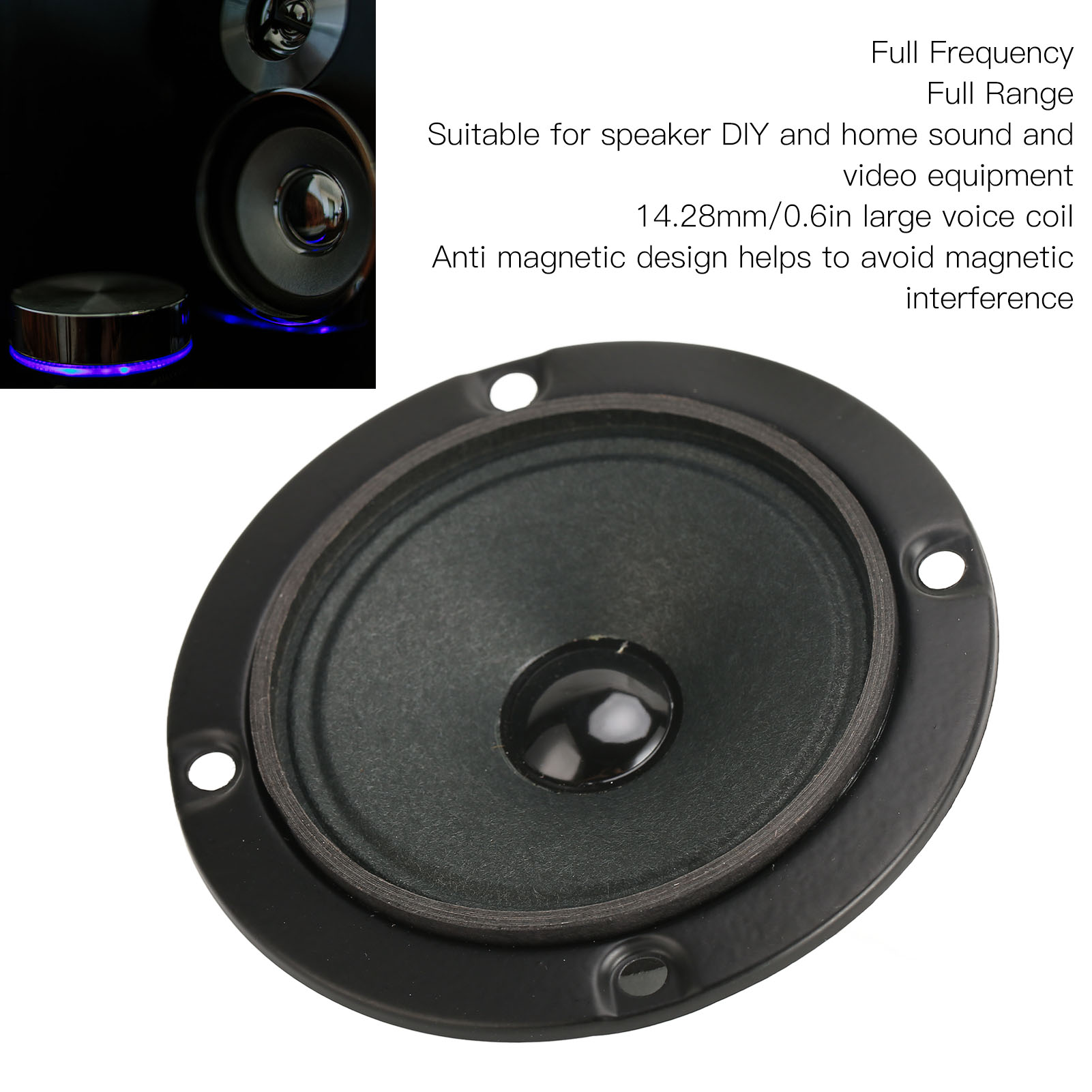 Tweeter Speaker, 3 Inch 15W HiFi Full Frequency Speaker Large Voice Coil High Sensitivity 4 Ohm for Speakers DIY. 