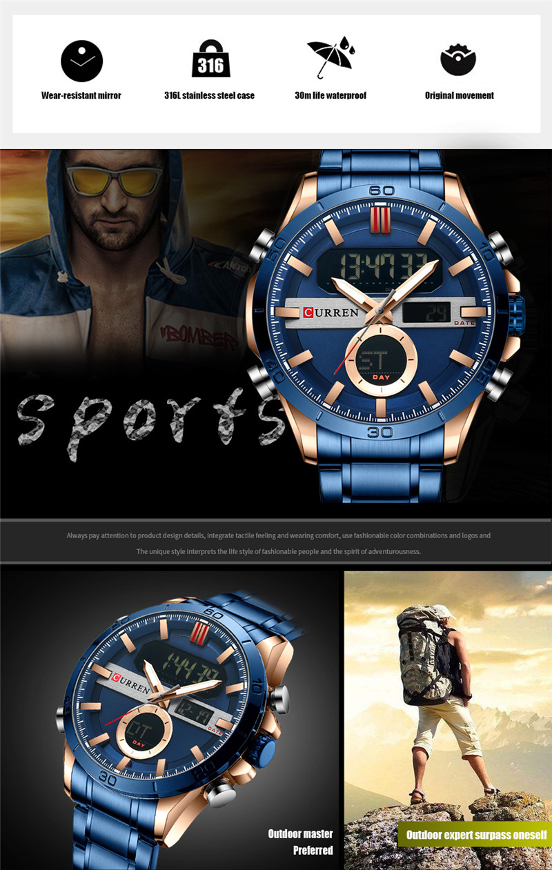 Curren 8384 Dual Time Display