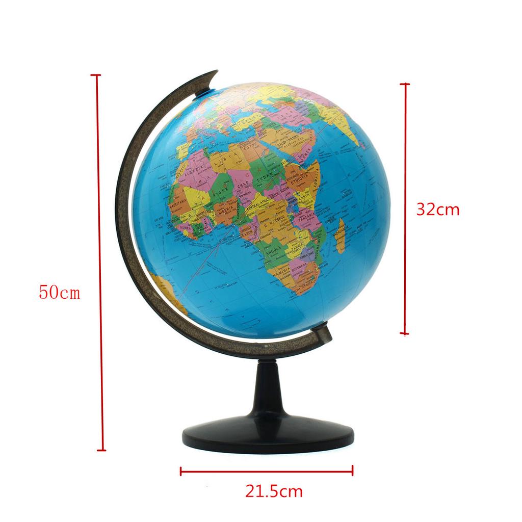 32cm World Globe Educational Political Map Swivel Rotating Desk Top Globe - Geography Learning Home School Office Decoration - Diameter 32cm. 