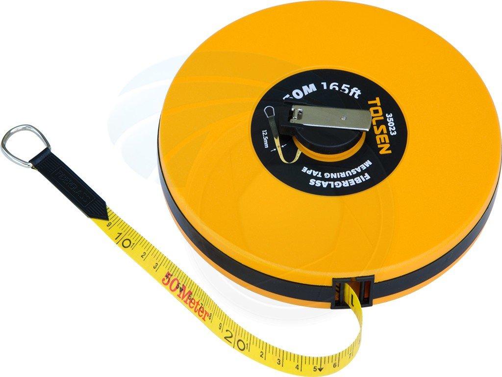 TOLSEN 50M 165FT Fiberglass Measuring Tape with Metal Ring ABS Case